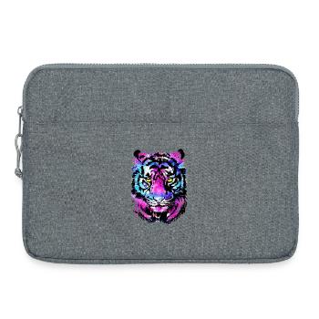 Tigre coloré - Dessin de tigre magenta rose néon - Sacoche pour ordinateur portable 15 pouces - gris chiné - Devant