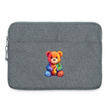 Regenbogen Herz Bär Plüsch - Laptoptasche 15" - Grau meliert - Vorne