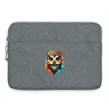 Eule Bunt - Nachteule - Schleiereule - Eulen Kauz - Laptoptasche 15" - Grau meliert - Vorne