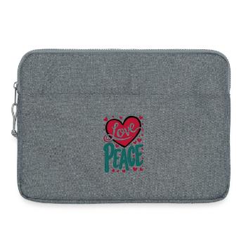 Conception de cœur d’amour et de paix - Sacoche pour ordinateur portable 15 pouces - gris chiné - Devant