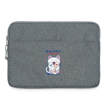 Lucky Cat Drunk on Sake - Laptop bag 15" - heather grey - Front