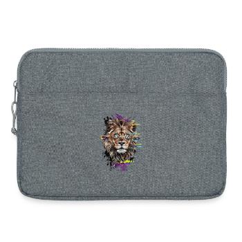Chromatic Lion: Intense Gaze in Digital Art - Laptop bag 15" - heather grey - Front