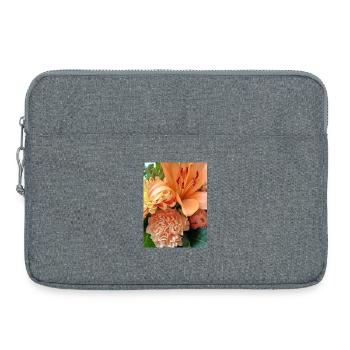 Warm orange floral pattern - Laptop bag 15" - heather grey - Front