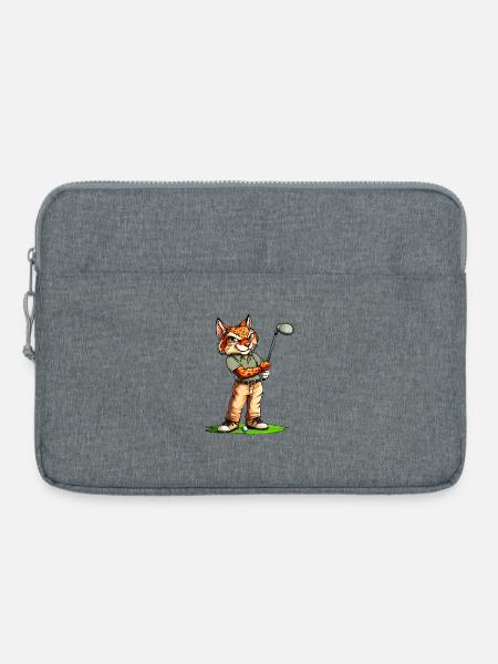Luchse Golf / Golfspieler Luchs - Laptoptasche 15" - Grau meliert