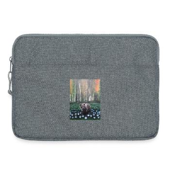 Bear in Snowy Forest Scene - Laptop bag 15" - heather grey - Front