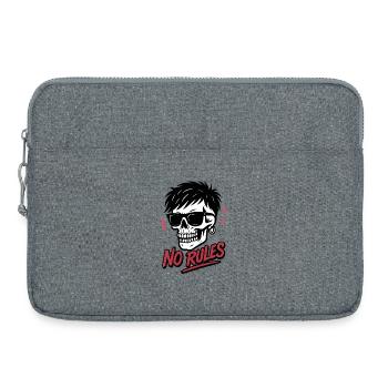 Crâne énervé avec lunettes de soleil et texte sans règles - Sacoche pour ordinateur portable 15 pouces - gris chiné - Devant