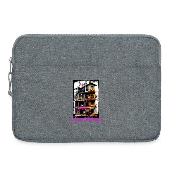 Maison de souris ludique avec des poupées au design coloré - Sacoche pour ordinateur portable 15 pouces - gris chiné - Devant
