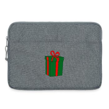 Cadeau vert avec ruban rouge - Sacoche pour ordinateur portable 15 pouces - gris chiné - Devant