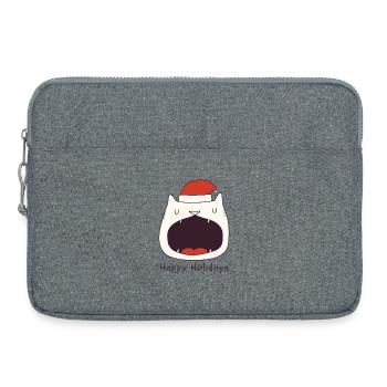 Drôle de chat de Noël - Sacoche pour ordinateur portable 15 pouces - gris chiné - Devant