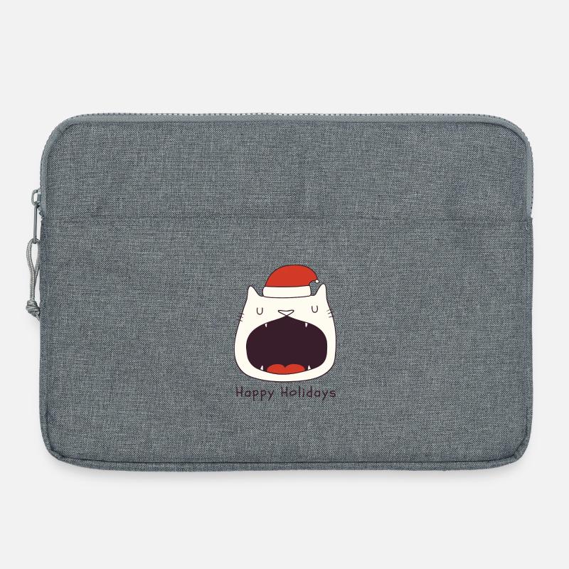Drôle de chat de Noël - Sacoche pour ordinateur portable 15 pouces - gris chiné
