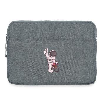 Astronaut fährt Fixie Bike – Frieden Pose Weltraum - Laptoptasche 15" - Grau meliert - Vorne
