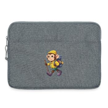 Singe mignon randonneur camping camping Aventure - Sacoche pour ordinateur portable 15 pouces - gris chiné - Devant