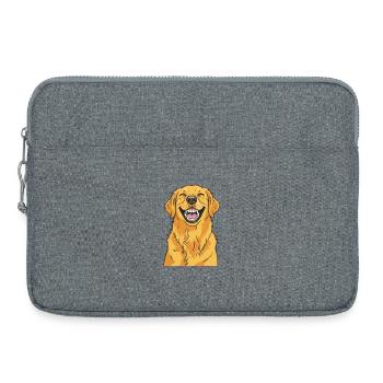 Golden Retriever joyeux - Amoureux des chiens - Sacoche pour ordinateur portable 15 pouces - gris chiné - Devant