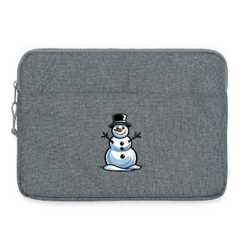 Magie hivernale, bonhomme de neige en chapeau haut-de-forme - Sacoche pour ordinateur portable 15 pouces - gris chiné - Devant