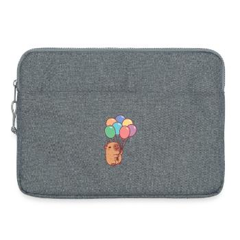 Cute Capybara Holding Colorful Balloons - Laptop bag 15" - heather grey - Front