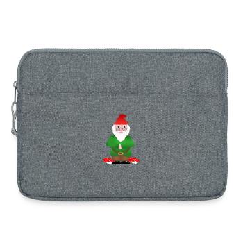 Traditioneller Gartenzwerg und Rote Pilze - Laptoptasche 15" - Grau meliert - Vorne