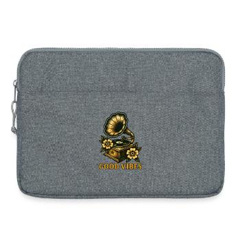 Vintage-Grammophon - Laptoptasche 15" - Grau meliert - Vorne