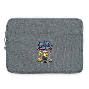 Happy Easter bunny with colorful eggs - Laptop bag 15" - heather grey - Front