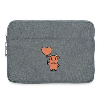 Cute Cow Heart Balloon Love Vector - Laptop bag 15" - heather grey - Front