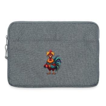 Vivid Rooster with Coffee Cup - Laptop bag 15" - heather grey - Front