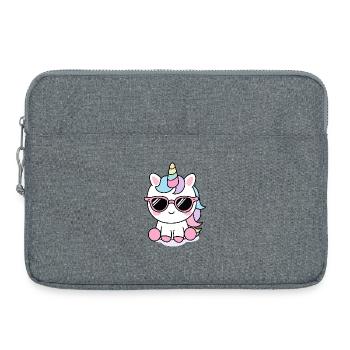 Glasses Unicorn Kawaii – Niedliches Babydesign - Laptoptasche 15" - Grau meliert - Vorne