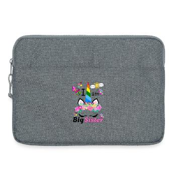 Ich bin große Schwester Floral Unicorn - Laptoptasche 15" - Grau meliert - Vorne