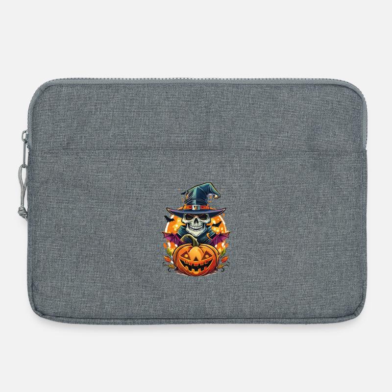 Skelett mit Kürbis - Laptoptasche 15" - Grau meliert