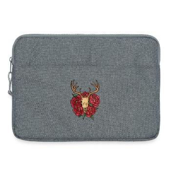 Antler Skull and Peony Bloom - Laptop bag 15" - heather grey - Front