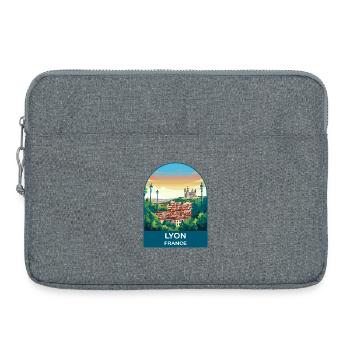 Lyon France City Skyline Vintage Travel Poster - Laptop bag 15" - heather grey - Front