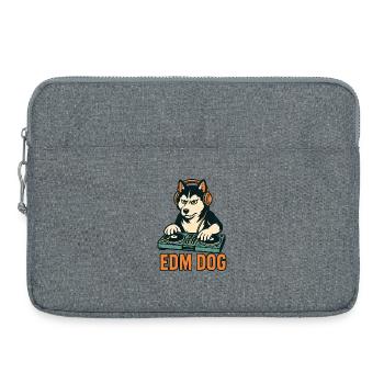 EDM Dog: Husky DJ am Mischpult im Retro-Stil - Laptoptasche 15" - Grau meliert - Vorne