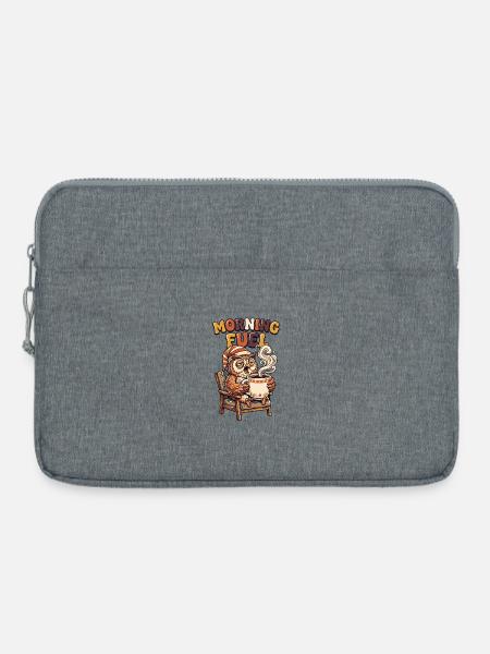 Müde Eule mit Kaffee - Laptoptasche 15" - Grau meliert