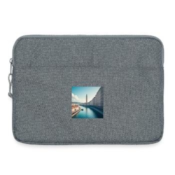 Tour horloge et canal urbain européen - Sacoche pour ordinateur portable 15 pouces - gris chiné - Devant