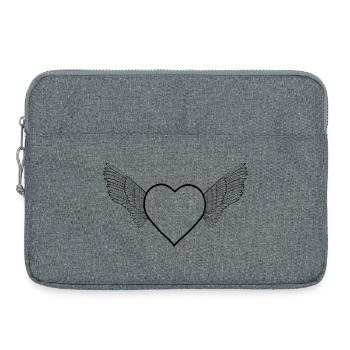 Heart with wings -black- - Laptop bag 15" - heather grey - Front