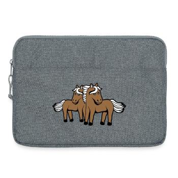 2 Horses Man Woman Lovers Friends Love Team - Laptop bag 15" - heather grey - Front