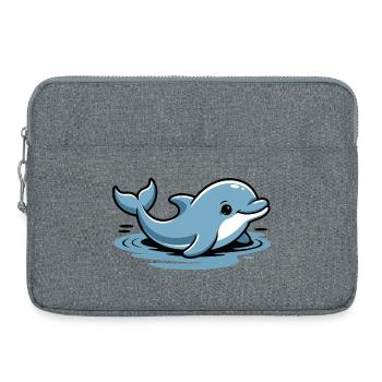 Vagues de dessins animés du Dauphin Bleu - Sacoche pour ordinateur portable 15 pouces - gris chiné - Devant