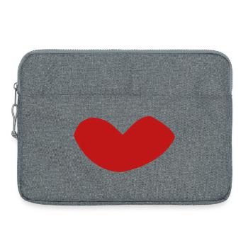 Minimalistisches ♡ Red Heart - Laptoptasche 15" - Grau meliert - Vorne