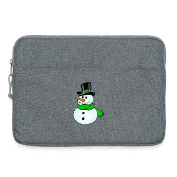 Bonhomme de neige avec écharpe verte et chapeau - Sacoche pour ordinateur portable 15 pouces - gris chiné - Devant