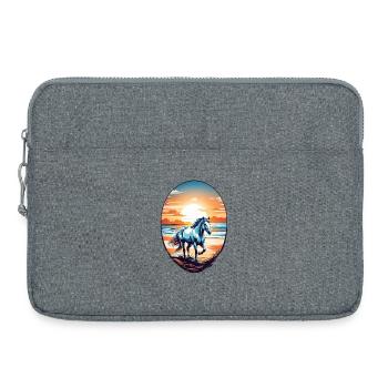 Cheval sur la plage - Sacoche pour ordinateur portable 15 pouces - gris chiné - Devant