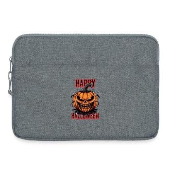 Gruseliger Halloween Kürbis mit Dämonengesicht - Laptoptasche 15" - Grau meliert - Vorne