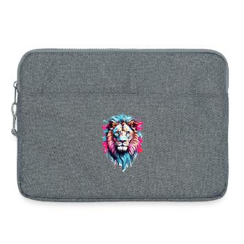 Tête de lion colorée - Sacoche pour ordinateur portable 15 pouces - gris chiné - Devant