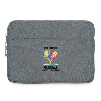 La vie est belle. Le pickleball l’améliore - Sacoche pour ordinateur portable 15 pouces - gris chiné - Devant