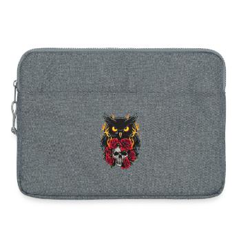 Mystic Owl Sitting on Skull with Red Roses - Laptop bag 15" - heather grey - Front
