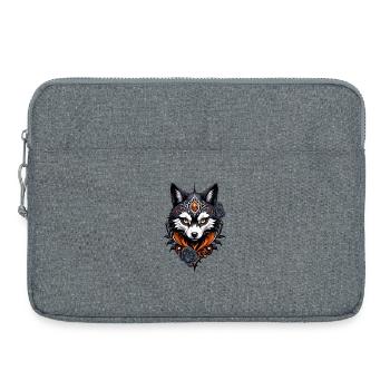 Majestueuse tête de loup, - Sacoche pour ordinateur portable 15 pouces - gris chiné - Devant