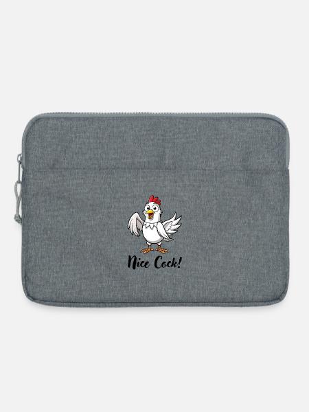 Hahn "Nice Cock!" - Laptoptasche 15" - Grau meliert