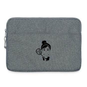 Joueur de badminton style dessin animé - Sacoche pour ordinateur portable 15 pouces - gris chiné - Devant