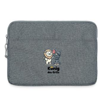 Lion au barbecue avec une couronne - Sacoche pour ordinateur portable 15 pouces - gris chiné - Devant
