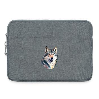 Portrait de loup amoureux des animaux - Sacoche pour ordinateur portable 15 pouces - gris chiné - Devant