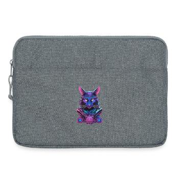 Cyber chat au design futuriste - Sacoche pour ordinateur portable 15 pouces - gris chiné - Devant