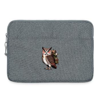 Eagle owl with backpack - Laptop bag 15" - heather grey - Front
