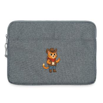 Wild West Katze Cowboy Design - Laptoptasche 15" - Grau meliert - Vorne